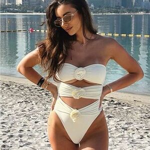 NWOT SHEIN Sexy Floral Hollow Out One-Piece Swimsuit